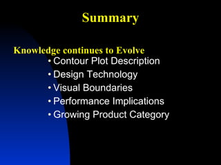 Contour Plot Description Design Technology Visual Boundaries Performance Implications Growing Product Category Knowledge continues to Evolve Summary 