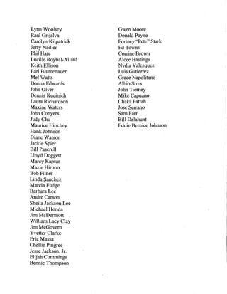 Lynn Woolsey            Gwen Moore
 Raul Grijalva           Donald Payne
 Carolyn Kilpatrick      Fortney "Pete" Stark
 Jerry Nadler            Ed Towns
 Phil Hare               Corrine Brown
 Lucille Roybal-Allard   Alcee Hastings
 Keith Ellison           Nydia Valezquez
 Earl Blumenauer         Luis Gutierrez
 Mel Watts               Grace Napolitano
Donna Edwards            Albio Sires
John Olver               John Tierney
Dennis Kucinich          Mike Capuano
Laura Richardson         Chaka Fattah
Maxine Waters            Jose Serrano
John Conyers             SamFarr
JudyChu                  Bill Delahunt
Maurice Hinchey          Eddie Bernice Johnson
Hank Johnson
Diane Watson
Jackie Spier
Bill Pascrell
Lloyd Doggett
Marcy Kaptur
Mazie Hirono
Bob Filner
Linda Sanchez
Marcia Fudge
Barbara Lee
Andre Carson
Sheila Jackson Lee
Michael Honda
Jim McDermott
William Lacy Clay
Jim McGovern
Yvetter Clarke
Eric Massa
Chellie Pingree
Jesse Jackson, Jr.
Elijah Cummings
Bennie Thompson
 