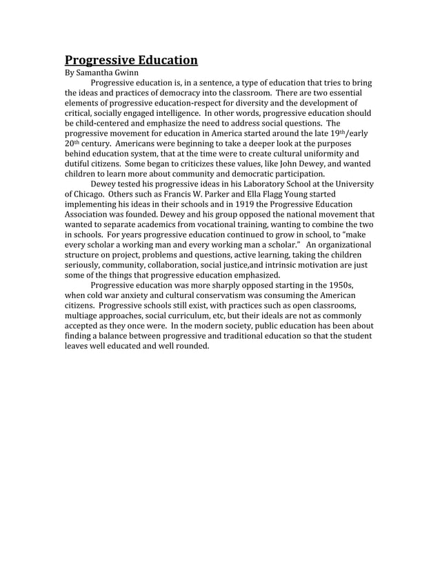 Progressive education PDF