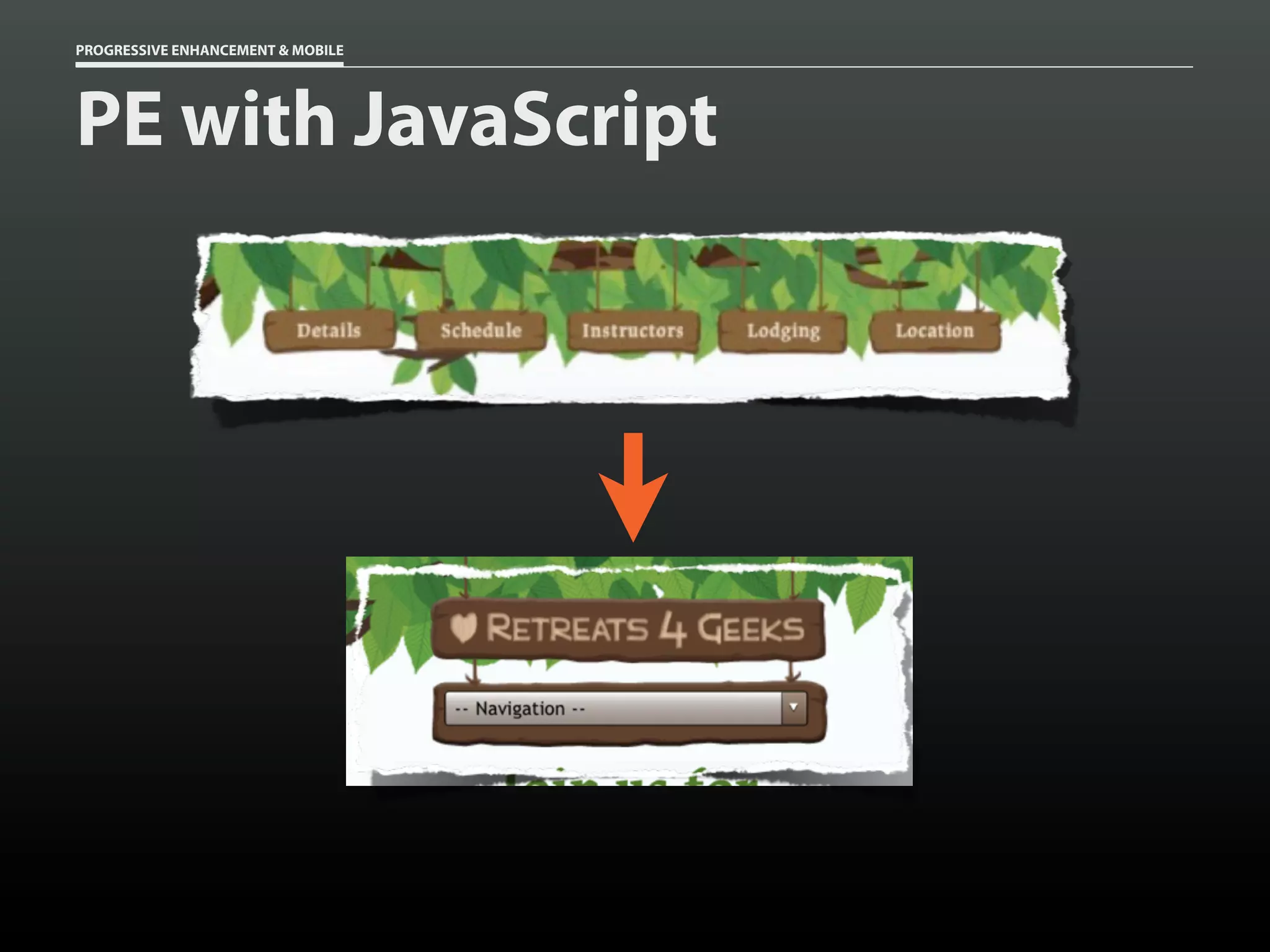 PROGRESSIVE ENHANCEMENT & MOBILE




PE with JavaScript
 