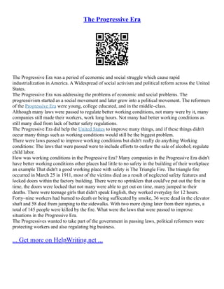 Progressive Era Dbq | PDF