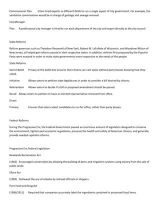 Progressive era reform