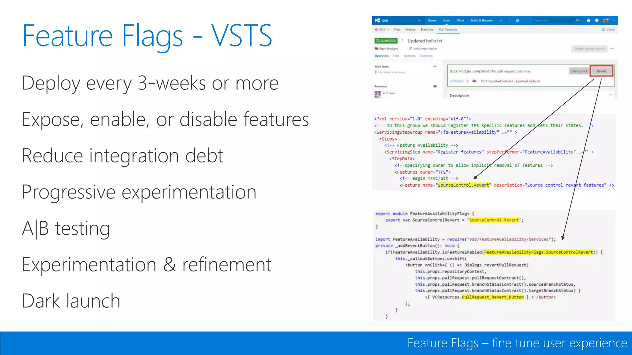 Feature Flags - VSTS
Feature Flags – fine tune user experience
 