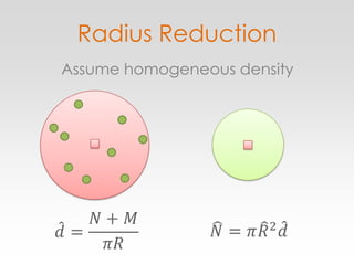 Radius ReductionAssume homogeneous density𝑑=𝑁+𝑀𝜋𝑅 𝑁=𝜋𝑅2𝑑 