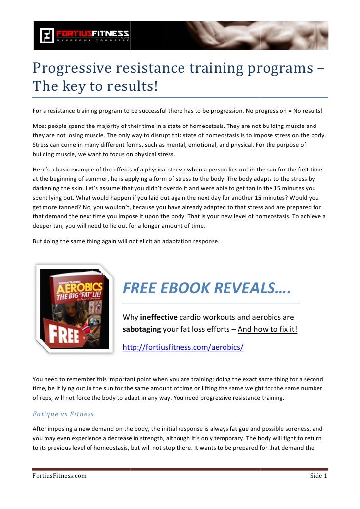 Progressive resistance training programs the key to results!
