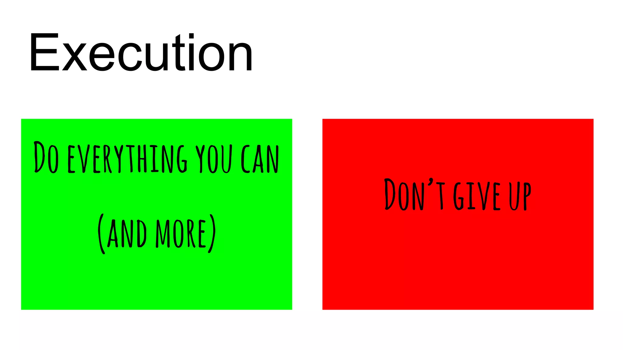 Execution
Doeverythingyoucan
(andmore)
Don’tgiveup
 