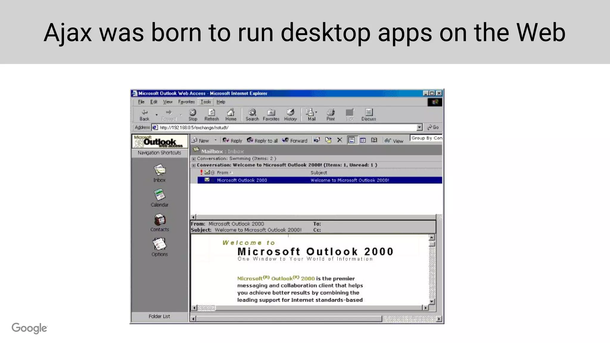 Ajax was born to run desktop apps on the Web
 
