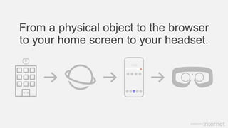 From a physical object to the browser
to your home screen to your headset.
 