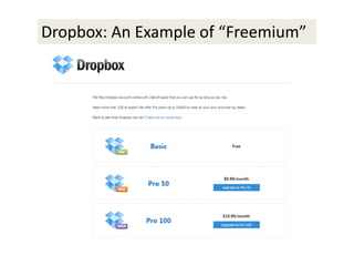 Dropbox: An Example of “Freemium”
 