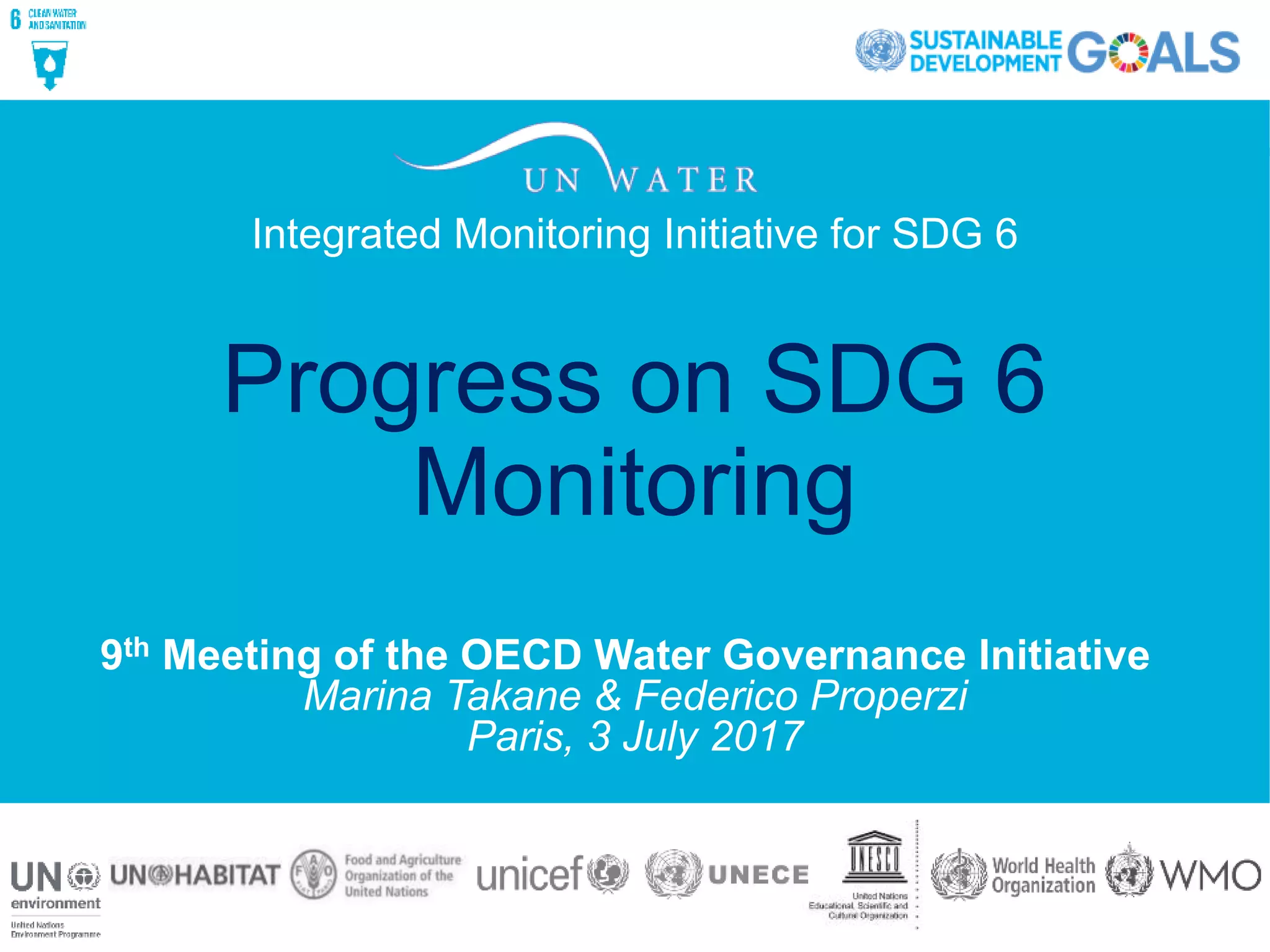 Progress on the monitoring of SDG 6 [Water and Sanitation for all], UN ...
