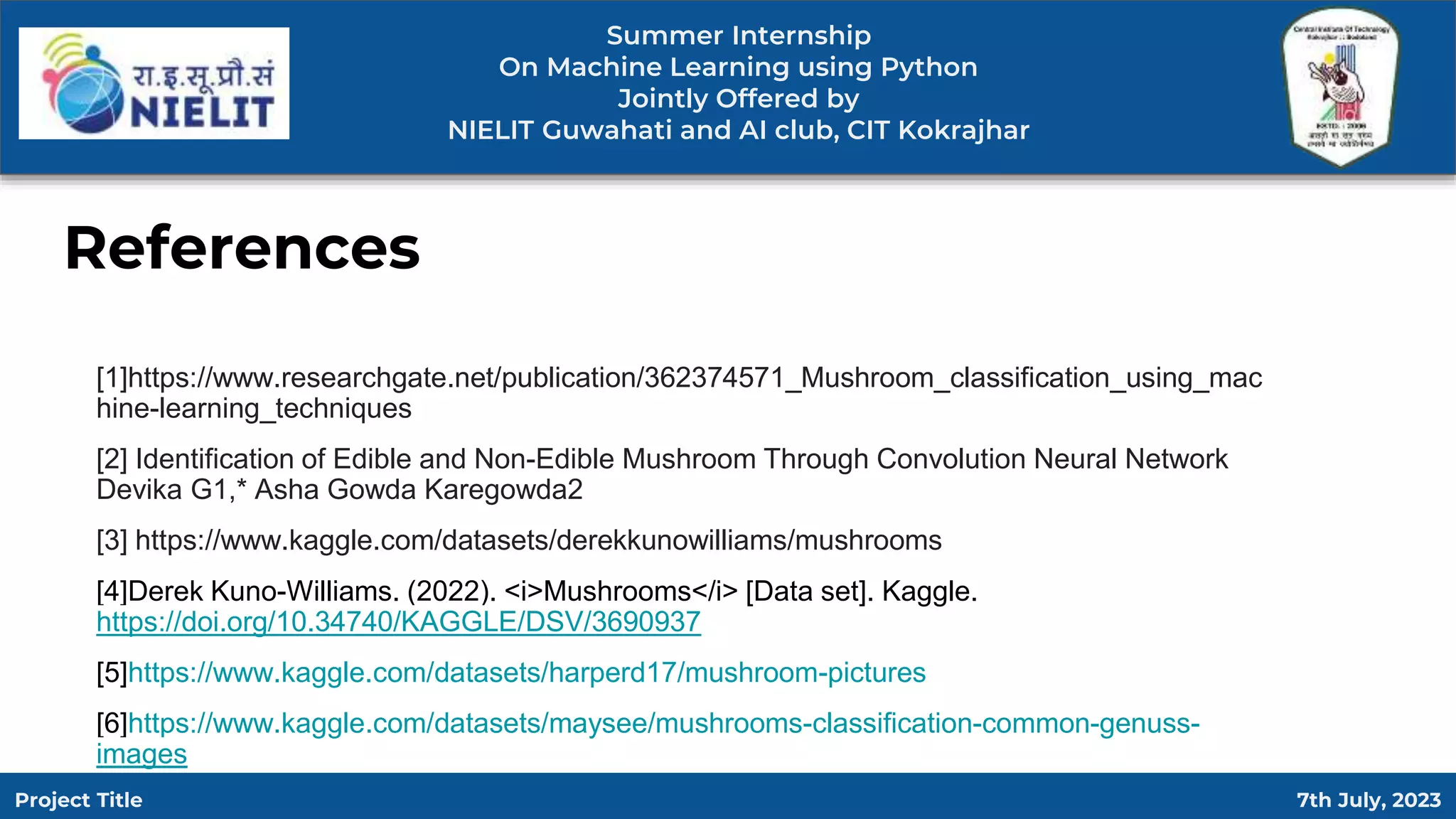 mushroom classification using machine learning | PPTX