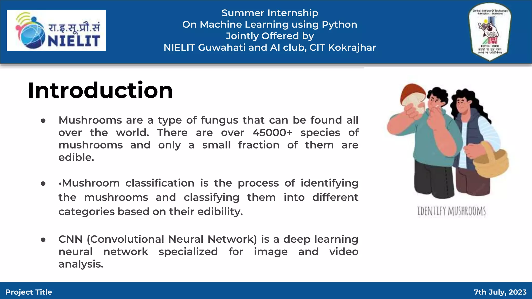 mushroom classification using machine learning | PPTX