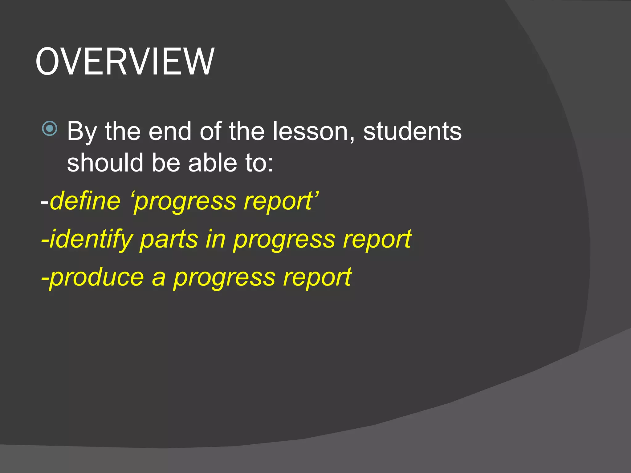 Progress report | PPT
