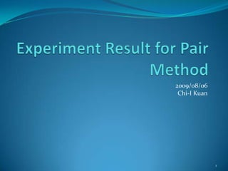 Experiment Result for Pair Method 2009/08/06Chi-I Kuan 1 