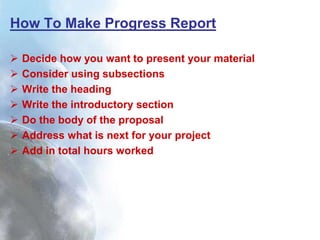 Progress Report | PPTX