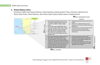 Desa Ekologis Tangguh dan Adaptif Perubahan Iklim |Lesser Sunda-Mollucas
12 Delta Api Summary
5. Simpul Maluku Utara
Kawasan Dellta Api Simpul Maluku Utara berada di Kabupatan Pulau Morotai, tepatnya di
Desa Galo-Galo, Desa Koloray, dan Desa Usbar (Desa Usbar belum diasessment)
 