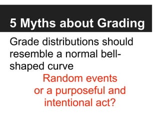 5 Myths about Grading
Grade distributions should
resemble a normal bell-
shaped curve
      Random events
    or a purposeful and
      intentional act?
 