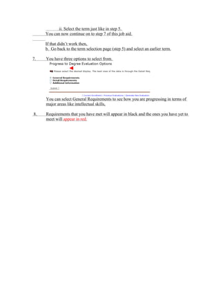 Progress to Degree Evaluation Job Aid