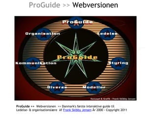 ProGuide >> Webversionen
ProGuide >>  Webversionen  >> Danmark's første interaktive guide til
Ledelse- & organisationslære  Af Frank Skibby Jensen År 2000 - Copyright 2011
 
