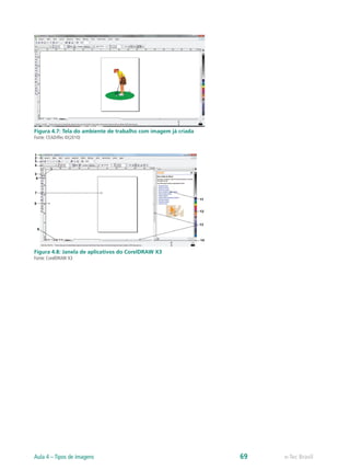 Figura 4.7: Tela do ambiente de trabalho com imagem já criada
Fonte: CEAD/Ifes ©(2010)
Figura 4.8: Janela de aplicativos do CorelDRAW X3
Fonte: CorelDRAW X3
e-Tec BrasilAula 4 – Tipos de imagens 69
 