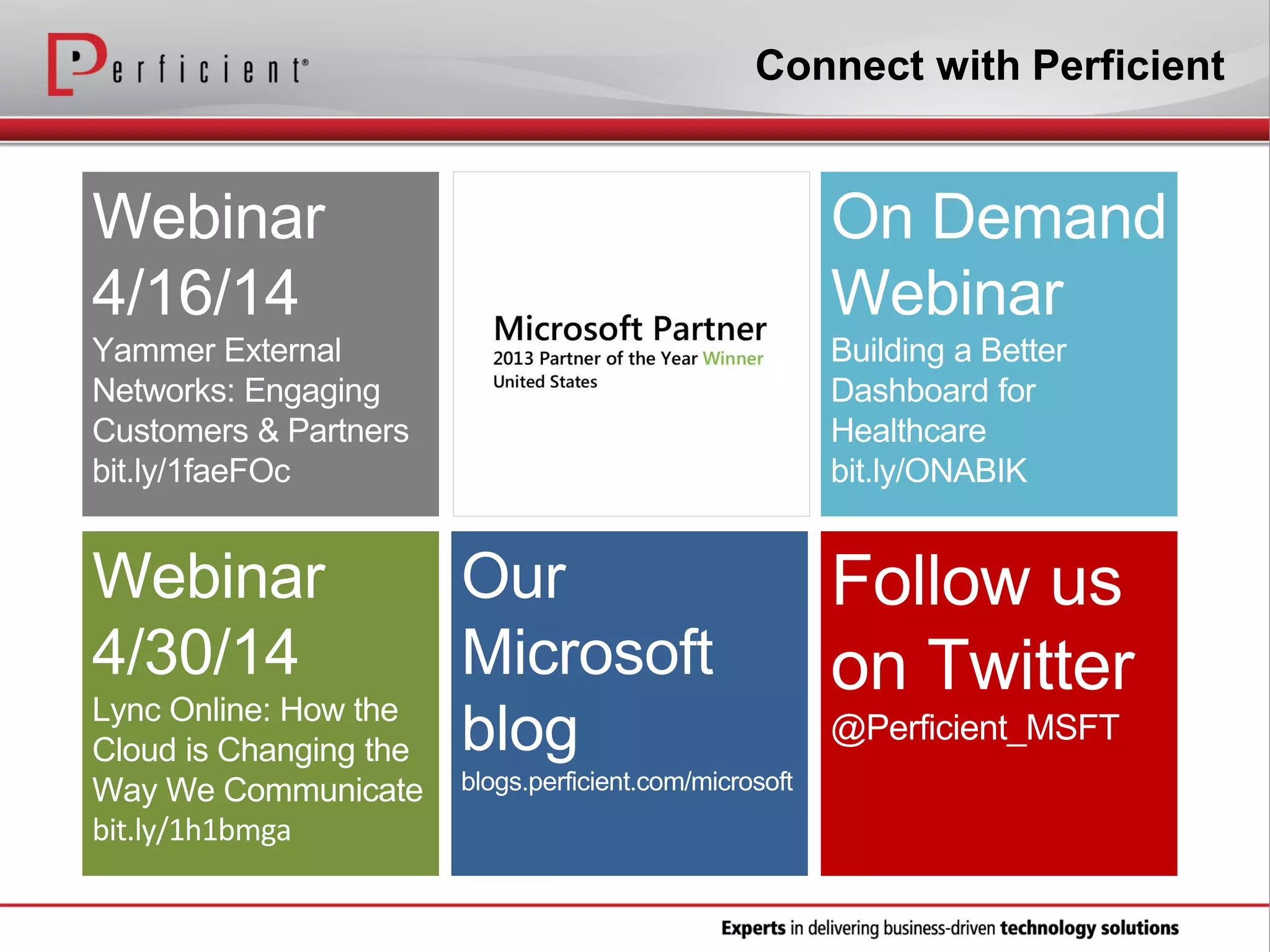 Connect with Perficient
 