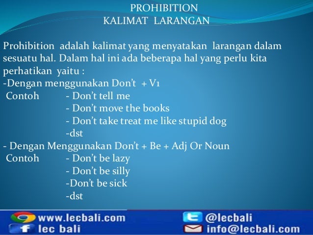 Belajar Membuat Kalimat Prohibition