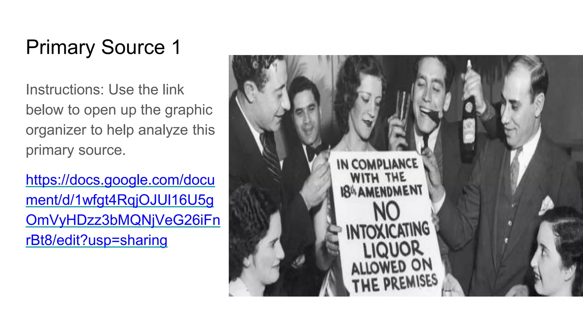 Prohibition primary source lecture | PPTX