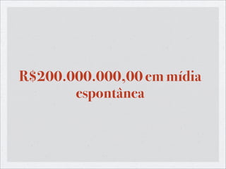 R$200.000.000,00 em mídia
       espontânea
 