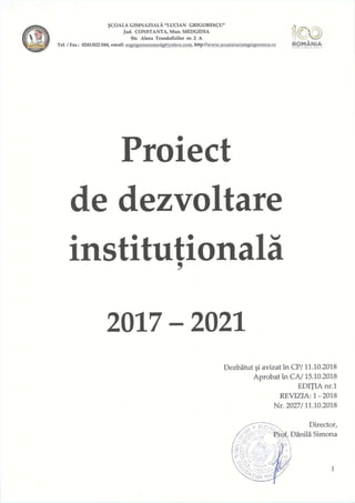 Proiect de dezvoltare institutionala