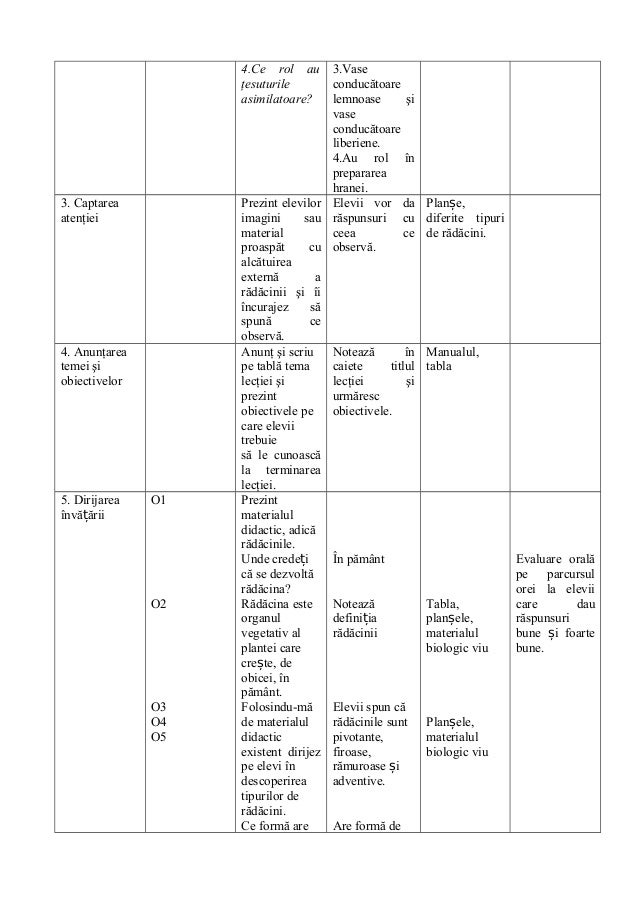 Proiect Didactic Clasa A 5a Radacina Sovea Lavinia