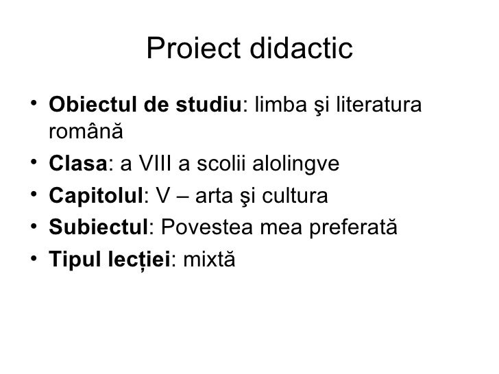 Proiect La Cl 8 A