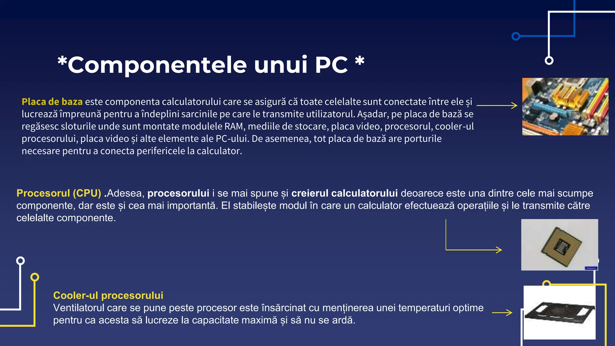 Proiect la Info/ COMPONENTELE CALCULATORULUI | PPTX