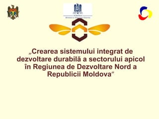 „Crearea sistemului integrat de
dezvoltare durabilă a sectorului apicol
în Regiunea de Dezvoltare Nord a
Republicii Moldova”
 