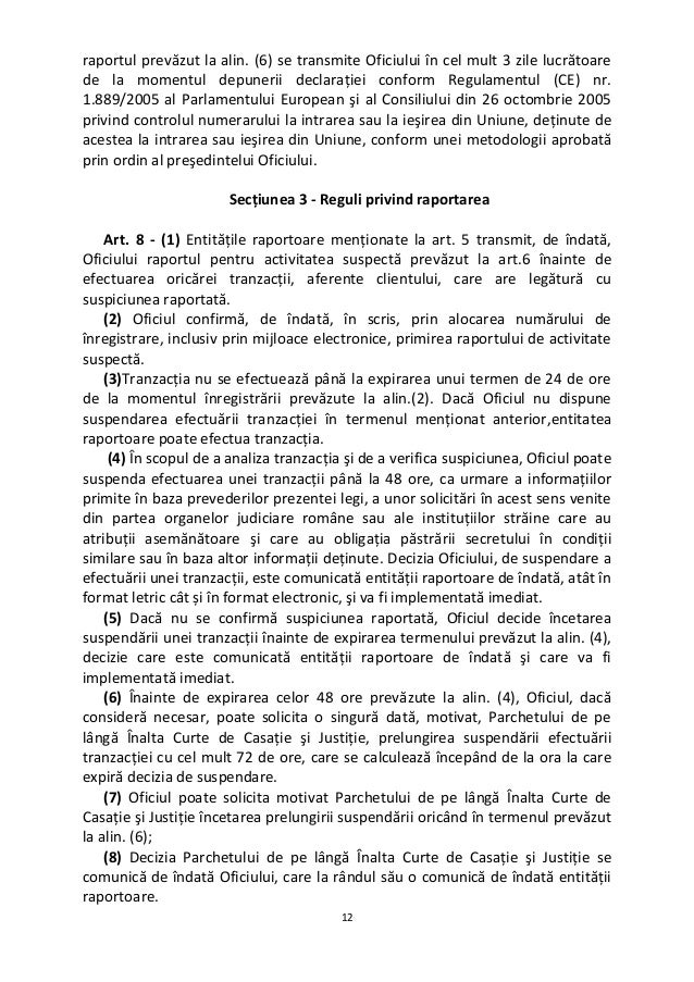 Proiect De Lege Pentru Prevenirea Si Combaterea SpÄƒlÄƒrii Banilor