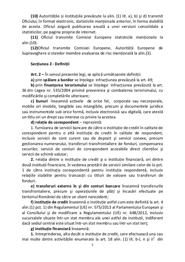 Proiect De Lege Pentru Prevenirea Si Combaterea SpÄƒlÄƒrii Banilor