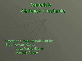 Materiale   Sintetice si naturale ,[object Object],[object Object],[object Object],[object Object]