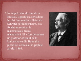 Rudolf Otto Sigismund Lipschitz PPT