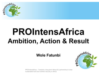 Type your text here
1
PROIntensAfrica – Towards a long-term Africa-EU partnership to raise
sustainable food and nutrition security in Africa
PROIntensAfrica
Ambition, Action & Result
Wole Fatunbi
 