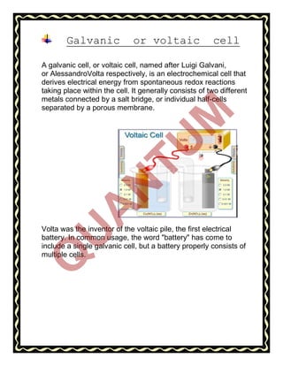 Voltas First Cell Proj. Electrolytic cell for class 12 students. Z | PDF