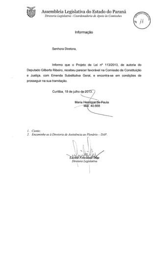 Proj 113 -_dep_gilberto_ribeiro - Deputado Gilberto Ribeiro