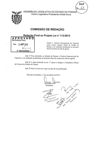 Proj 113 -_dep_gilberto_ribeiro - Deputado Gilberto Ribeiro