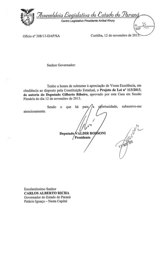 Proj 113 -_dep_gilberto_ribeiro - Deputado Gilberto Ribeiro