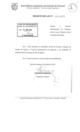 Proj 113 -_dep_gilberto_ribeiro - Deputado Gilberto Ribeiro