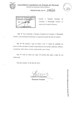 Proj 187 dep_gilberto_ribeiro - Deputado Gilberto Ribeiro