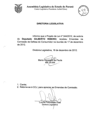 Proj 344 -_dep_gilberto_ribeiro - Deputado Gilberto Ribeiro