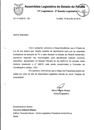 Proj 344 -_dep_gilberto_ribeiro - Deputado Gilberto Ribeiro