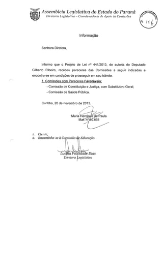 Proj 441 dep_ gilberto_ribeiro - Deputado Gilberto Ribeiro