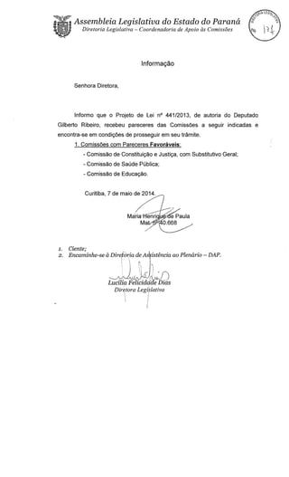 Proj 441 dep_ gilberto_ribeiro - Deputado Gilberto Ribeiro