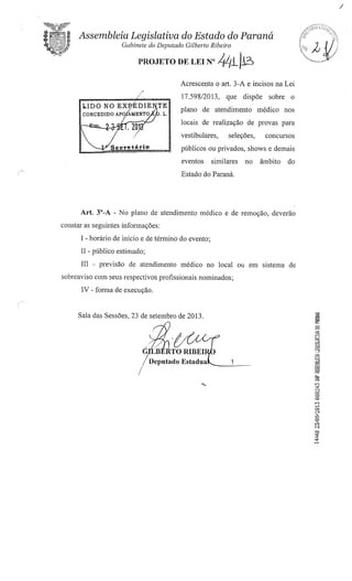 Proj 441 dep_ gilberto_ribeiro - Deputado Gilberto Ribeiro