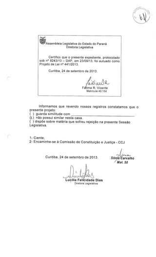 Proj 441 dep_ gilberto_ribeiro - Deputado Gilberto Ribeiro